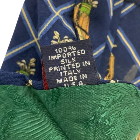 Vintage Tommy Hilfiger Mens Tie Golf Clubs Bag Navy Blue Imported Silk USA - Picture 4 of 4